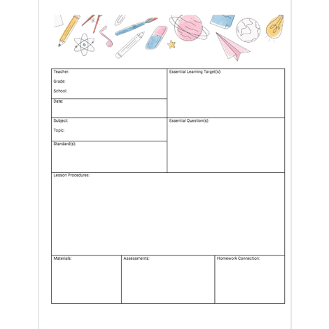 Primary School Lesson Plan Outline