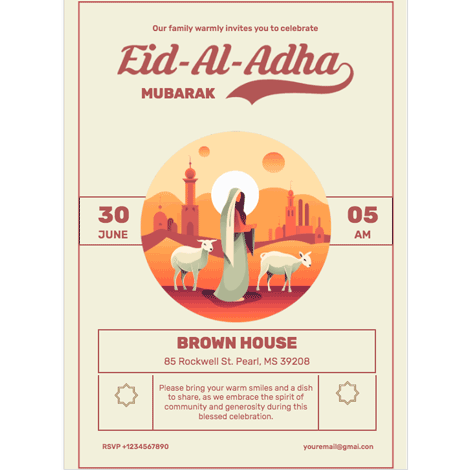 Eid Al-Adha Illustrated Invite